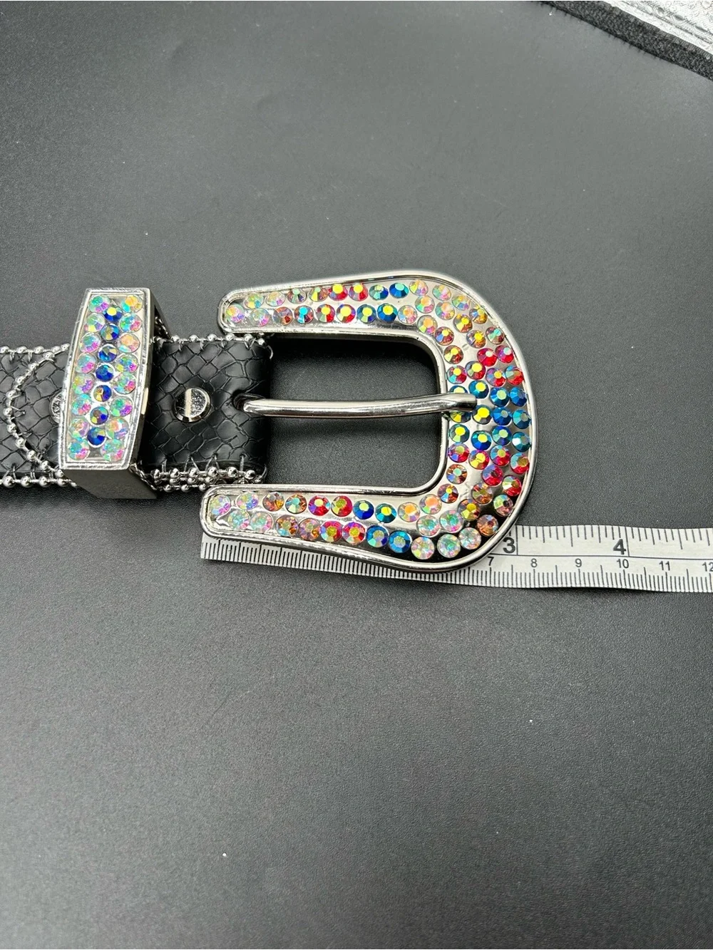 MAJESTIK  “Prodigy”  Leather Belt Colorful - Rhinestone . Size L